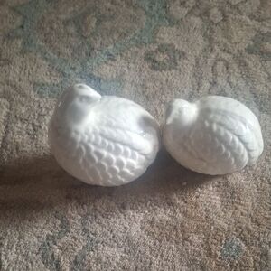 Elegant White Ceramic Bird Figurines